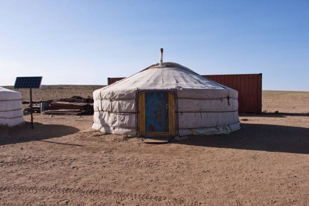 istock Nomad gets camp Mongolian at gobi desert national park at Mongolia 1214301391