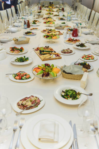 istock table with food covered with a white tablecloth 1214302298