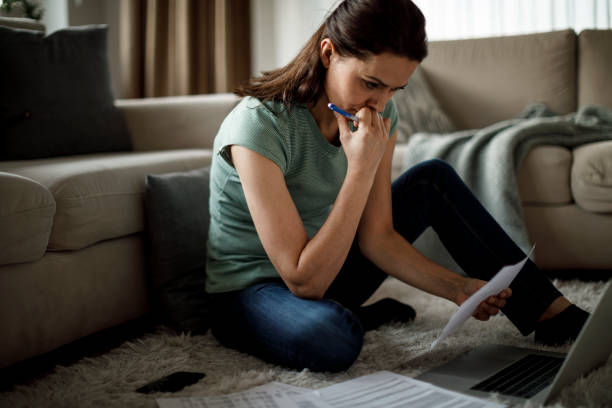 Mature woman working from home