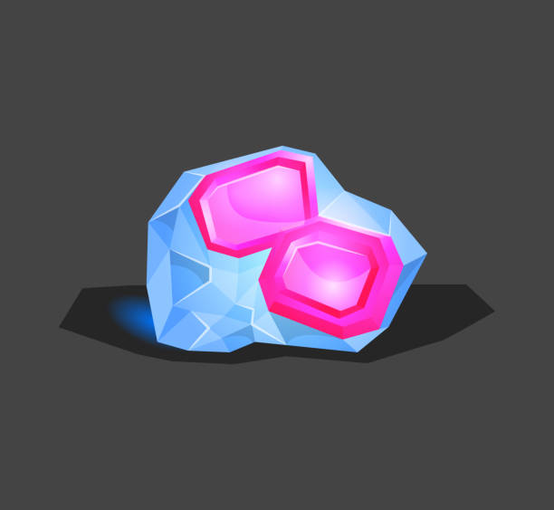 istock Crystalline stone or gem and precious gemstone for jewellery. Simple crystal symbol with reflection. Cartoon icon as decoration for games. Isolated Vector. Violet and blue 1214307469