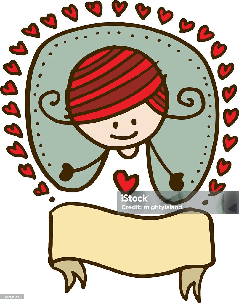 Happy girl with heart border  Adult stock vector