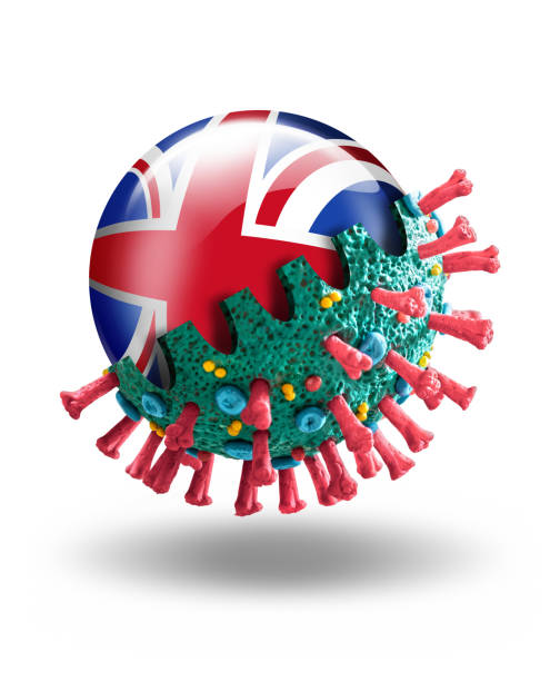 istock Corona Virus COVID-19 microscopic macro mockup with British flag 1214310122