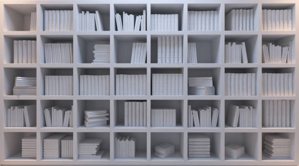istock Old and modern books in the personal library with white bookshelf under hot and cold light effect 3D rendering 1214315809