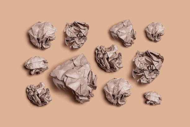 istock Pattern of crumpled lumps of wrapping paper, recyclable packaging 1214317520