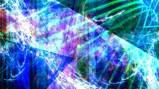 istock Dark Blue and Green Lines and Light Rays Crossing on Grungy Texture - Abstract Background Texture 1214319923