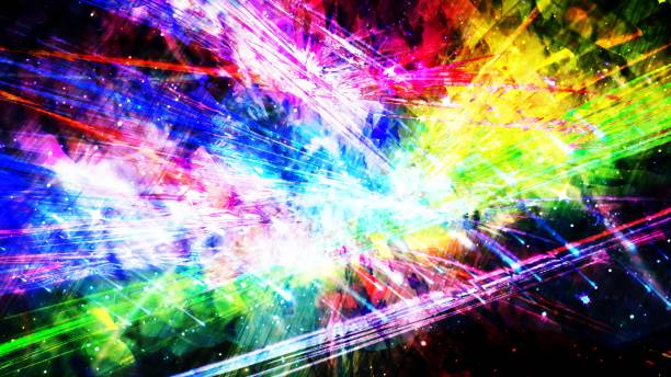 istock Slow Shifting Rainbow Outer Space Laser Light Show with Stars - Abstract Background Texture 1214320935