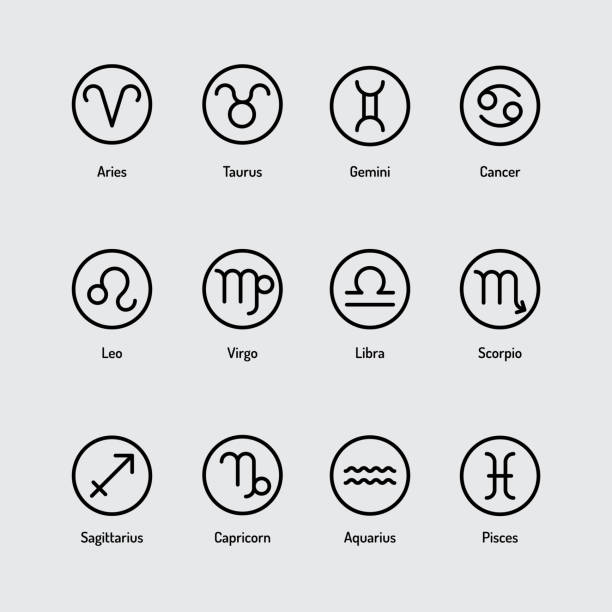 ilustrações, clipart, desenhos animados e ícones de conjunto de ícones simples de signos do zodíaco - fire sign computer icon symbol
