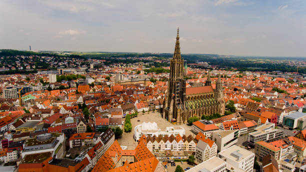 Aerial view of Ulm Cathedral. Germany. Aerial view of Ulm Cathedral. Germany. ulm germany stock pictures, royalty-free photos & images