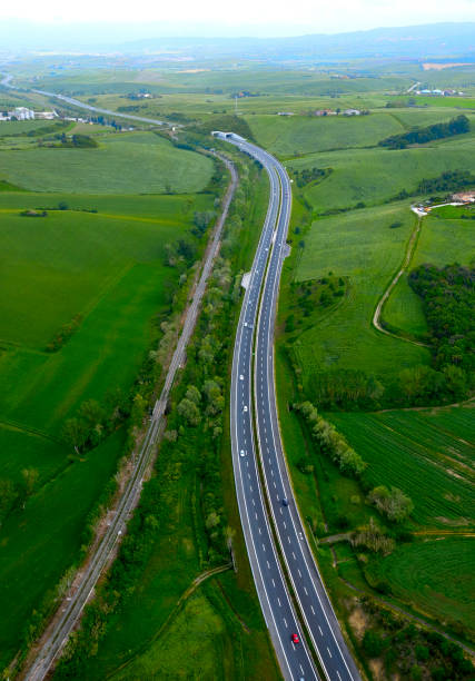 Aerial view of highway in the country Aerial view of highway in the country filming point of view highway day road stock pictures, royalty-free photos & images