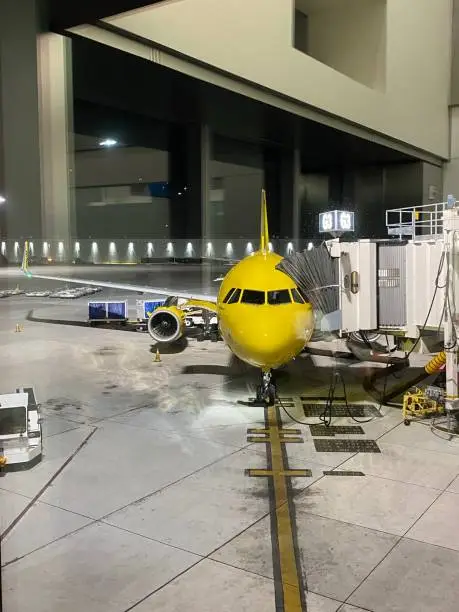 Airplane parking in a jetbridge