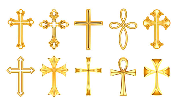 istock Set of isolated christian cross or religion sign 1214327868