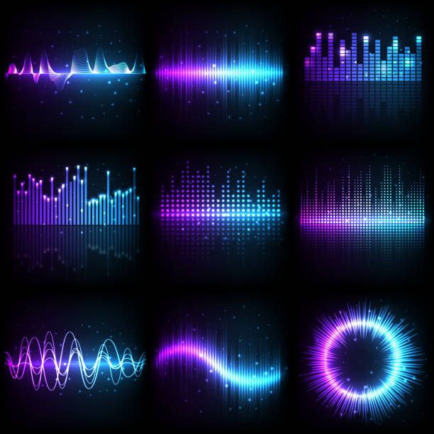 fala dźwiękowa, częstotliwość korektora dźwięku muzycznego - wave music sound backgrounds stock illustrations