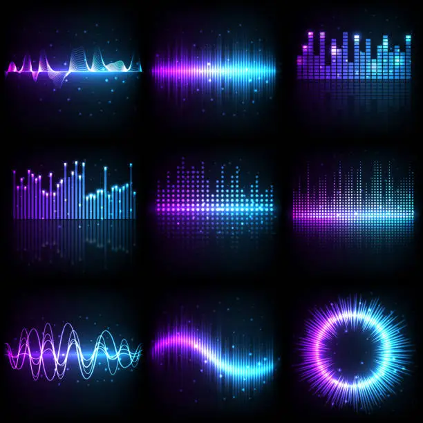 Vector illustration of Sound wave, music audio equalizer frequency
