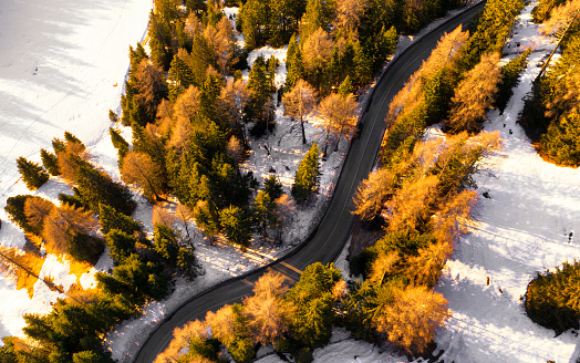 Aerial view of road in mountain