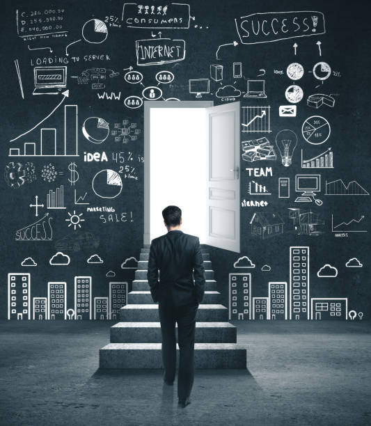 istock Businessman climbs the stairs. 1214329060