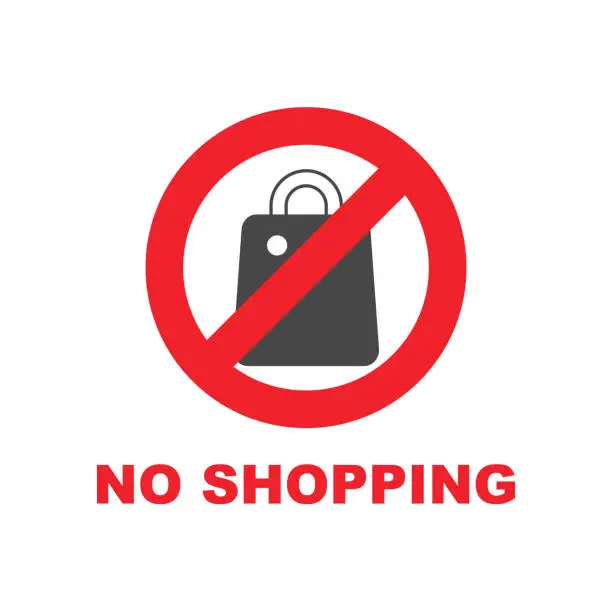 Vector illustration of No shopping icon. Vector illustration in flat design
