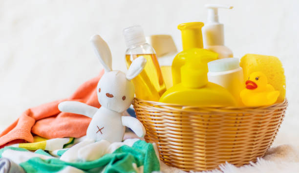 istock Accessories for bathing the baby. Selective focus. 1214342312