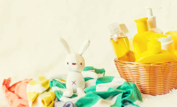 istock Accessories for bathing the baby. Selective focus. 1214342324
