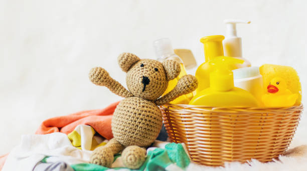 istock Accessories for bathing the baby. Selective focus. 1214342341