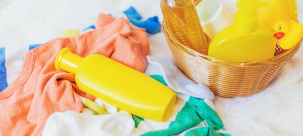 istock Accessories for bathing the baby. Selective focus. 1214342345