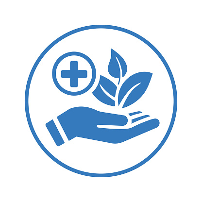 istock Alternative medicine, herbal, traditional medicine blue icon 1214342505