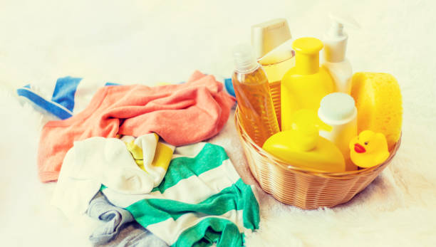 istock Accessories for bathing the baby. Selective focus. 1214343791