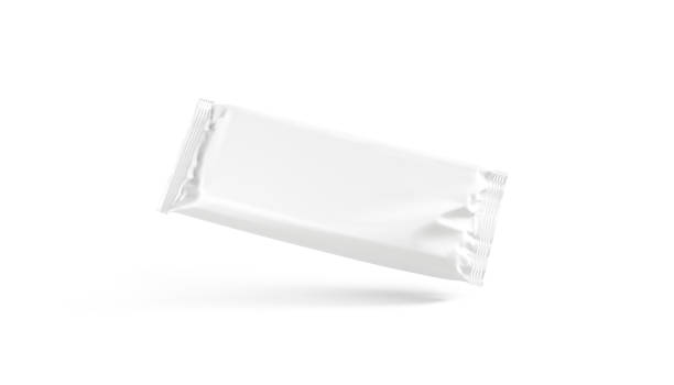 istock Blank white chocolate bar foil wrap mock up, no gravity 1214346138