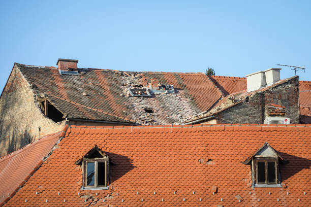Zagreb hit by the earthquake Zagreb, Croatia - March 22, 2020 :Capital of Croatia, Zagreb has been hit by the magnitude of the earthquake 5.5 per Richter. Damaged roofs from earthquake in downtown of Zagreb. zagreb earthquake stock pictures, royalty-free photos & images