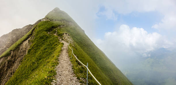 mountain ridge between the augstmatthorn and harder kulm, interlaken, lake brienz, canton of bern, switzerland - steep imagens e fotografias de stock