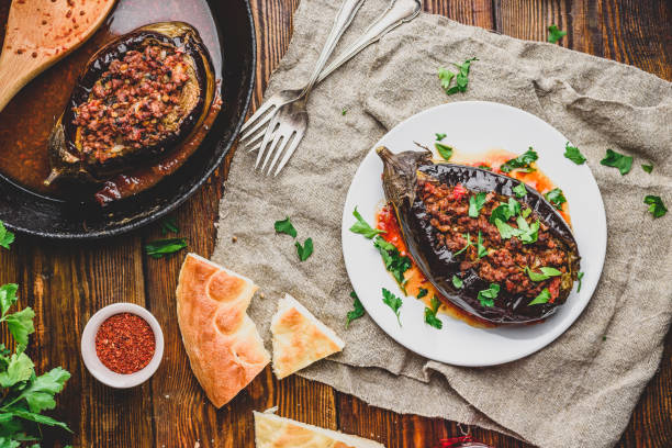 istock Eggplant stuffed with ground beef and tomatoes 1214349555