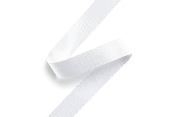 istock Blank white curl silk ribbon mock up, isolated 1214349591