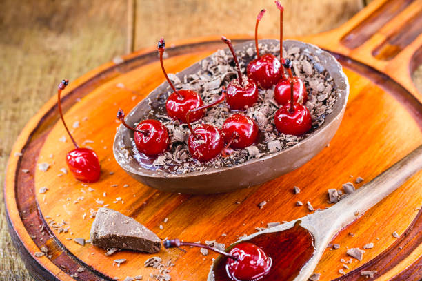 istock brazil easter egg, spoon egg, with creamy chocolate filling and fresh cherries. Easter cake typical of Brazil. 1214350218
