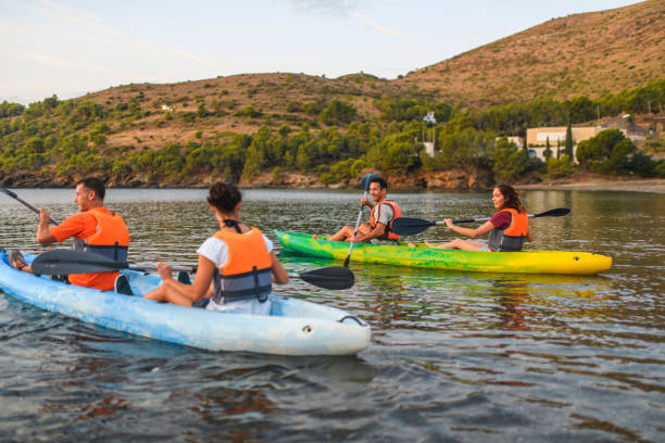 istock Kayakers Beginning Morning Paddle in Mediterranean Sea 1214353633