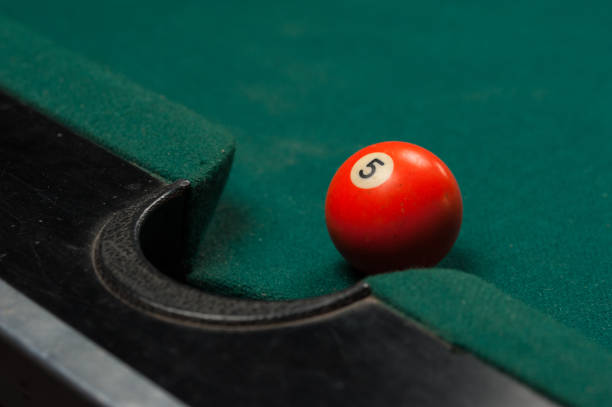 istock Billiards balls and cue on billiards table. Billiard sport concept. 1214357955