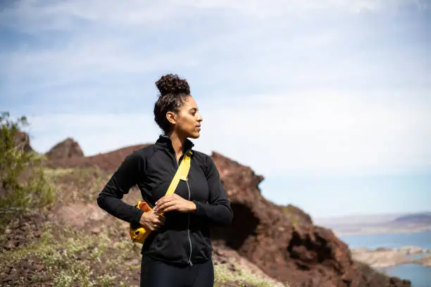 Beautiful African American Woman Hiking