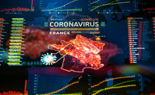 coronavirus outbreak in france - technology research analyzing bacterium imagens e fotografias de stock