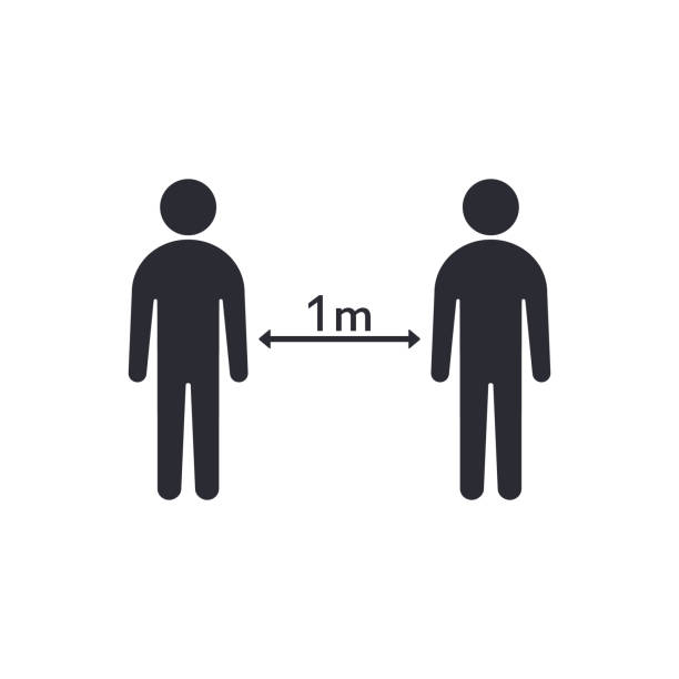 illustrations, cliparts, dessins animés et icônes de distanciation sociale entre les personnes, distance de protection épidémique coronavirus. illustration de vecteur - contamination meter