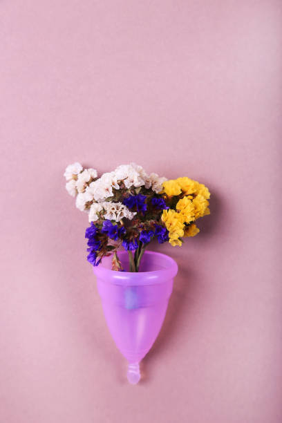 Silicone menstrual cup stock photo