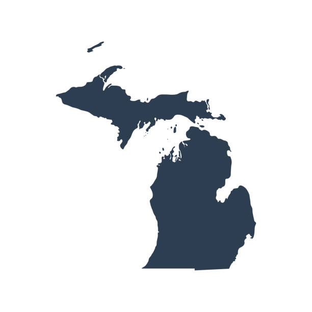 mapa stanu michigan - michigan stock illustrations