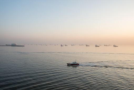 Tour Boats Floating on the Indian Ocean Near Gateway of India, Mumbai