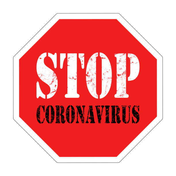 istock Red sign Stop Coronavirus isolated on white background. Dangerous respiratory corona virus 1214364986