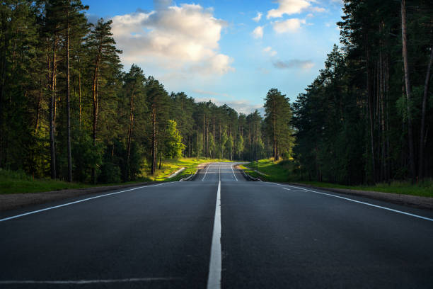 der weg nach vorne - street side view summer nature stock-fotos und bilder