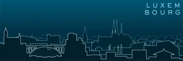 Vector illustration of Luxembourg Multiple Lines Skyline and Landmarks