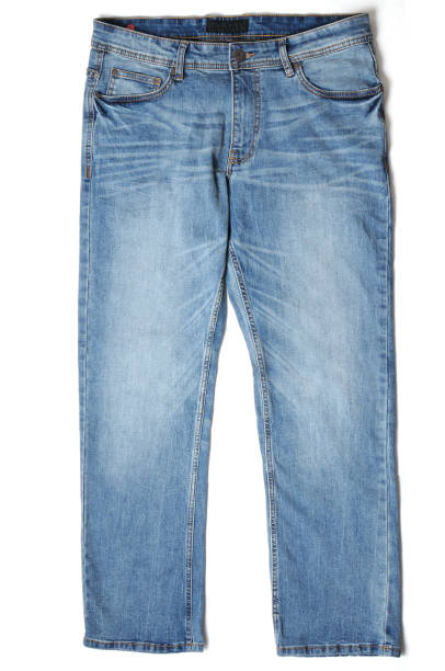 istock Denim pants in blue on a white background 1214372431