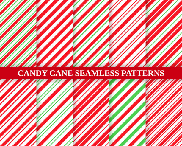 candy trzciny bez szwu wzór. boże narodzenie paski tle. ilustracja wektorowa. - stick of hard candy candy cane candy peppermint stock illustrations