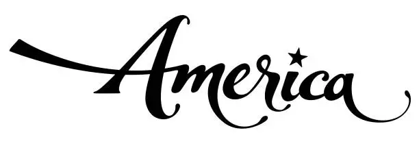 Vector illustration of America - custom calligraphy text