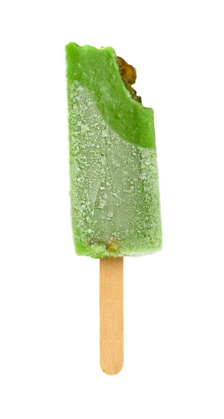 istock green bean popsicle with couple of bites on a white background 1214385217