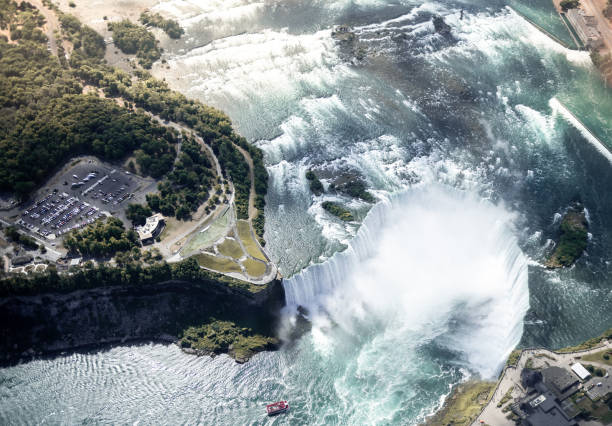 istock Niagara waterfall from above, Aerial view of Niagara waterfall. 1214385301