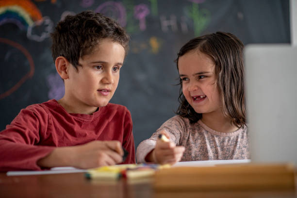 istock Kids are home schooled during isolation 1214386289