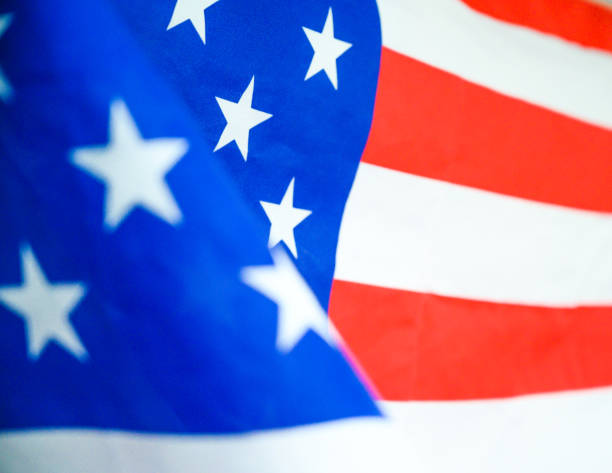 istock America flag waving with the wind for memorial day. 1214388024